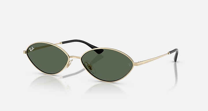 Ray-Ban KAI BIO-BASED Pale Gold with Dark Green Solid Color lenses - Quarter