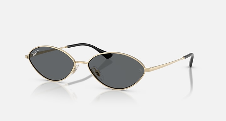 Ray-Ban KAI BIO-BASED Pale Gold with Dark Grey Polarized Solid Color lenses - Quarter