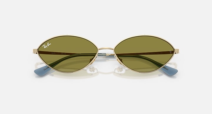 Ray-Ban KAI BIO-BASED Pale Gold with Green Solid Color lenses - Closed Front