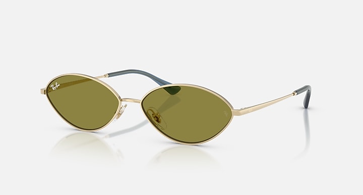 Ray-Ban KAI BIO-BASED Pale Gold with Green Solid Color lenses - Quarter