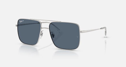 Ray-Ban ARI BIO-BASED Silver with Blue Polarized Solid Color lenses - Quarter