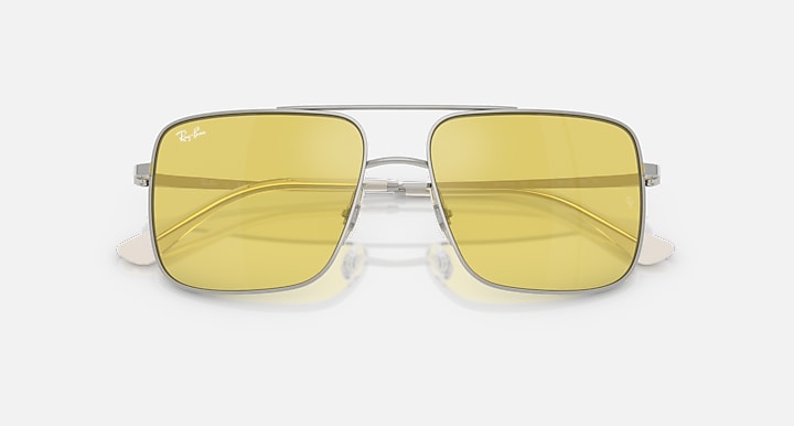 Ray-Ban ARI BIO-BASED Silver with Yellow Mirror Flash Gold Solid Color - Mirror lenses - Closed Front