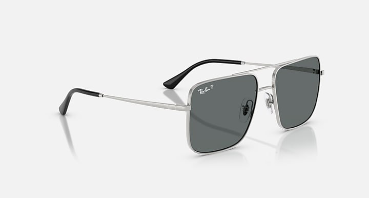 Ray-Ban ARI BIO-BASED Silver with Dark Grey Polarized Solid Color lenses - Alternative
