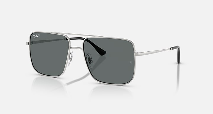Ray-Ban ARI BIO-BASED Silver with Dark Grey Polarized Solid Color lenses - Quarter