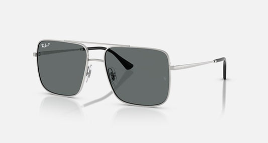 Ray-Ban ARI BIO-BASED Silver with Dark Grey Polarized Solid Color lenses - Quarter