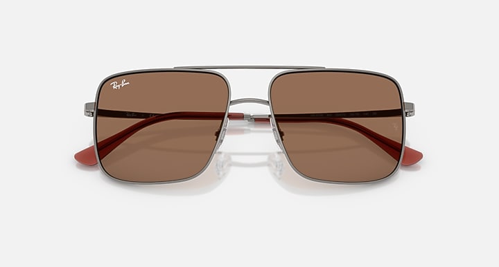 Ray-Ban ARI BIO-BASED LIMITED Gunmetal with Dark Brown Solid Color lenses - Closed Front