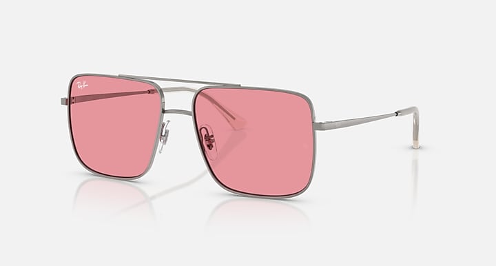 Ray-Ban ARI BIO-BASED Gunmetal with Pink Solid Color lenses - Quarter