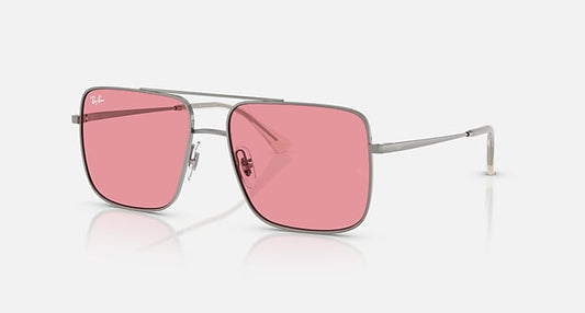 Ray-Ban ARI BIO-BASED Gunmetal with Pink Solid Color lenses - Quarter