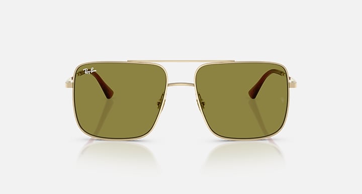 Ray-Ban ARI BIO-BASED Pale Gold with Green Solid Color lenses - Front