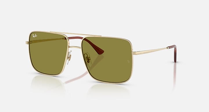 Ray-Ban ARI BIO-BASED Pale Gold with Green Solid Color lenses - Quarter