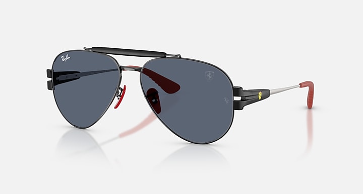 Ray-Ban RB3762M SCUDERIA FERRARI COLLECTION Black; Matte Black with Dark Grey Solid Color lenses - Quarter