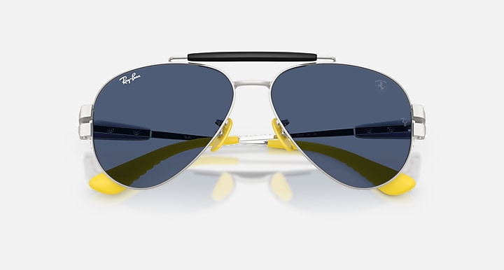 Ray-Ban RB3762M SCUDERIA FERRARI COLLECTION Silver; Matte Silver with Dark Blue Solid Color lenses - Closed Front