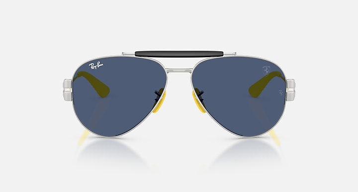 Ray-Ban RB3762M SCUDERIA FERRARI COLLECTION Silver; Matte Silver with Dark Blue Solid Color lenses - Front
