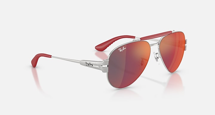 Ray-Ban RB3762M SCUDERIA FERRARI COLLECTION Silver; Matte Silver/Silver with Dark Grey Mirror Blue/Red Solid Color - Mirror lenses - Alternative