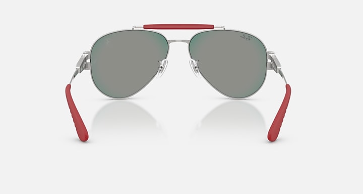Ray-Ban RB3762M SCUDERIA FERRARI COLLECTION Silver; Matte Silver/Silver with Dark Grey Mirror Blue/Red Solid Color - Mirror lenses - Back