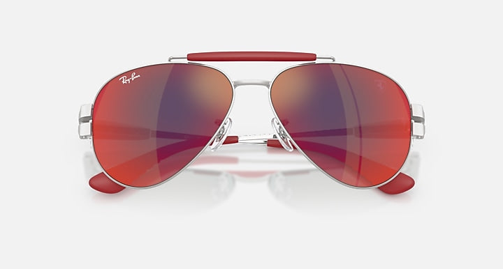 Ray-Ban RB3762M SCUDERIA FERRARI COLLECTION Silver; Matte Silver/Silver with Dark Grey Mirror Blue/Red Solid Color - Mirror lenses - Closed Front