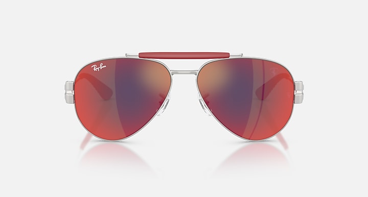 Ray-Ban RB3762M SCUDERIA FERRARI COLLECTION Silver; Matte Silver/Silver with Dark Grey Mirror Blue/Red Solid Color - Mirror lenses - Front