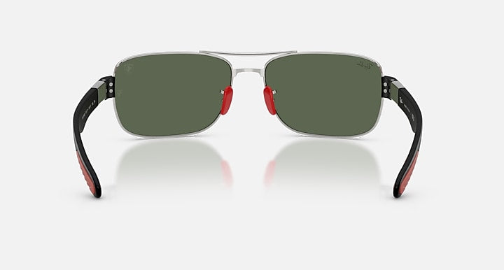 Ray-Ban RB3763M SCUDERIA FERRARI COLLECTION Silver; Matte Black with Dark Green Solid Color lenses - Back