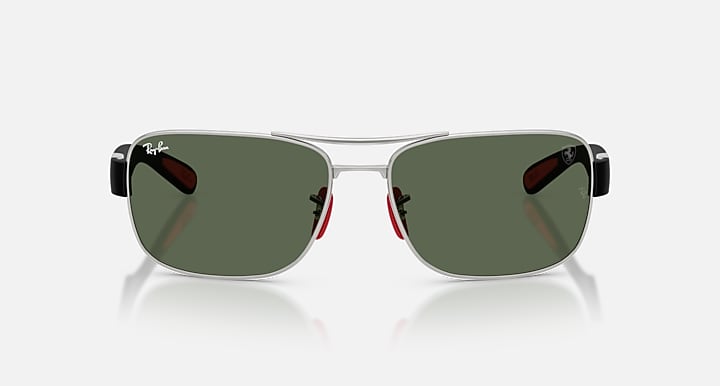 Ray-Ban RB3763M SCUDERIA FERRARI COLLECTION Silver; Matte Black with Dark Green Solid Color lenses - Front