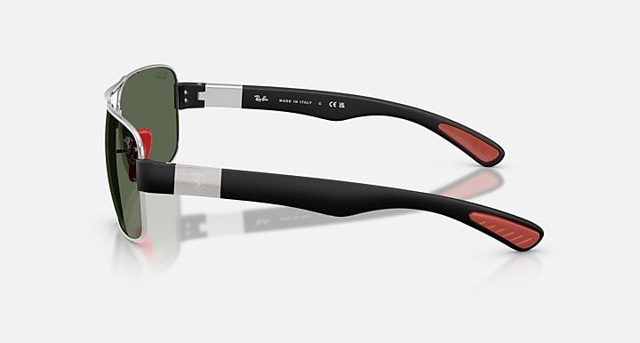 Ray-Ban RB3763M SCUDERIA FERRARI COLLECTION Silver; Matte Black with Dark Green Solid Color lenses - Lateral