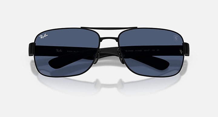 Ray-Ban RB3763M SCUDERIA FERRARI COLLECTION Matte Black with Dark Blue Solid Color lenses - Closed Front
