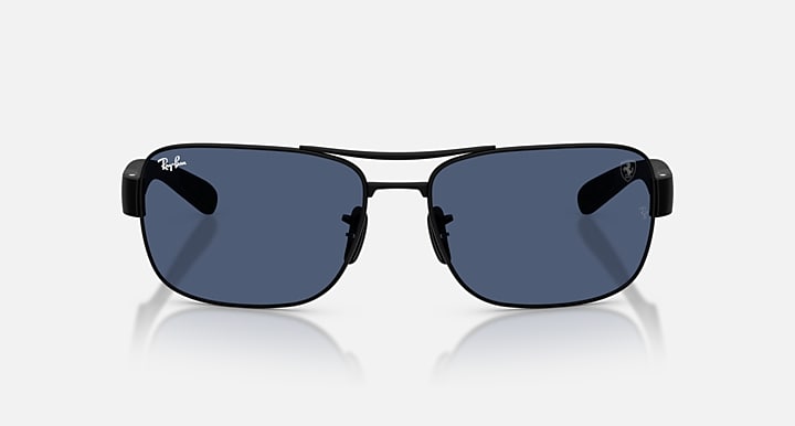 Ray-Ban RB3763M SCUDERIA FERRARI COLLECTION Matte Black with Dark Blue Solid Color lenses - Front