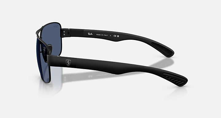 Ray-Ban RB3763M SCUDERIA FERRARI COLLECTION Matte Black with Dark Blue Solid Color lenses - Lateral