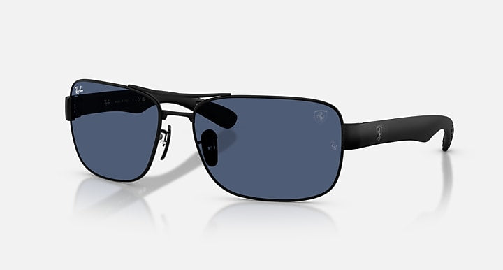 Ray-Ban RB3763M SCUDERIA FERRARI COLLECTION Matte Black with Dark Blue Solid Color lenses - Quarter