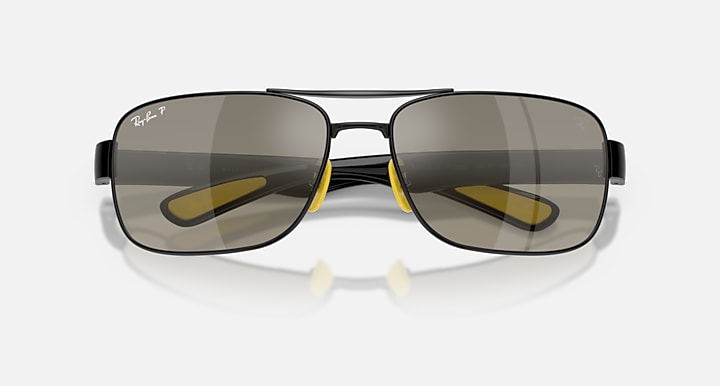 Ray-Ban RB3763M SCUDERIA FERRARI COLLECTION POLARIZED+ LENSES Black with Grey Mirror Grey Gradient Polarized+ Polarized+ lenses - Closed Front
