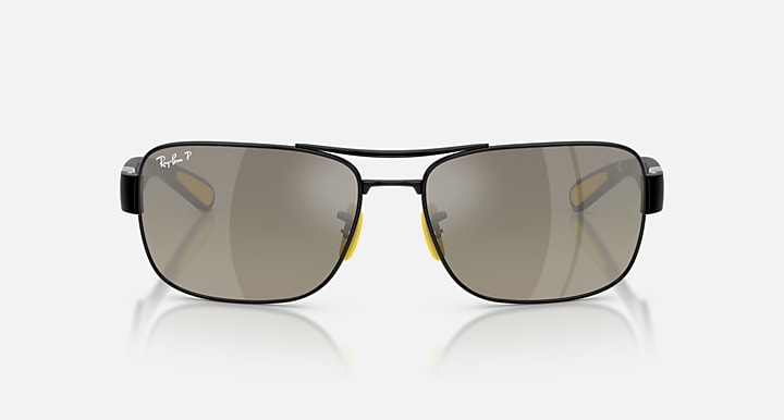 Ray-Ban RB3763M SCUDERIA FERRARI COLLECTION POLARIZED+ LENSES Black with Grey Mirror Grey Gradient Polarized+ Polarized+ lenses - Front