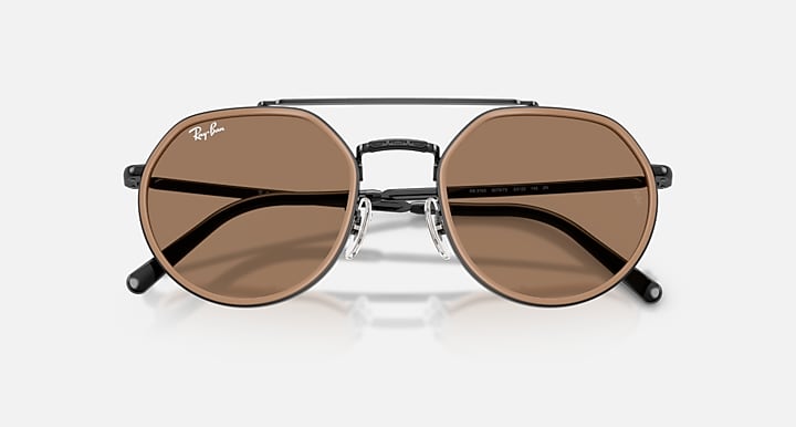 Ray-Ban RB3765 Black with Brown Solid Color lenses - Closed Front