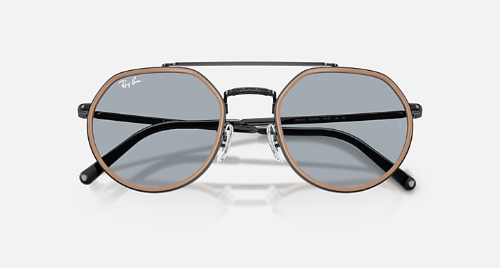 Ray-Ban RB3765 Black with Blue Solid Color lenses - Closed Front