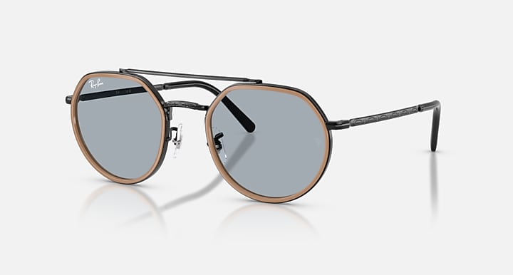 Ray-Ban RB3765 Black with Blue Solid Color lenses - Quarter