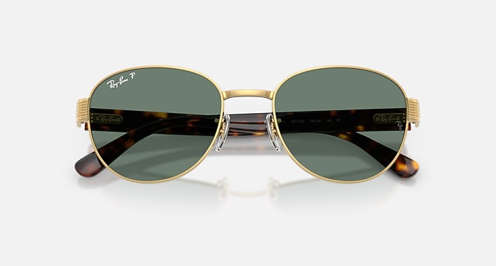 Ray-Ban RB3766 POLARIZED+ LENSES Arista Gold; Havana with Polarized+ Grey Polarized+ lenses - Closed Front