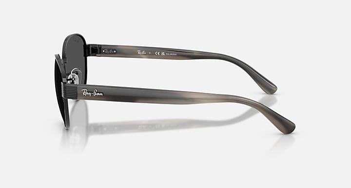 Ray-Ban RB3766 POLARIZED+ LENSES Black; Striped Grey with Polarized+ Dark Grey Polarized+ lenses - Lateral