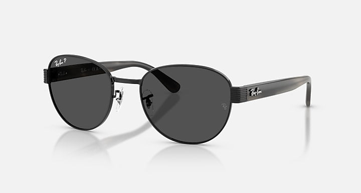 Ray-Ban RB3766 POLARIZED+ LENSES Black; Striped Grey with Polarized+ Dark Grey Polarized+ lenses - Quarter