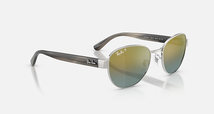 Ray-Ban RB3766 POLARIZED+ LENSES Silver; Striped Grey with Gold Polarized+ Polarized+ lenses - Alternative