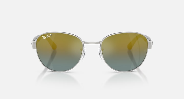 Ray-Ban RB3766 POLARIZED+ LENSES Silver; Striped Grey with Gold Polarized+ Polarized+ lenses - Front