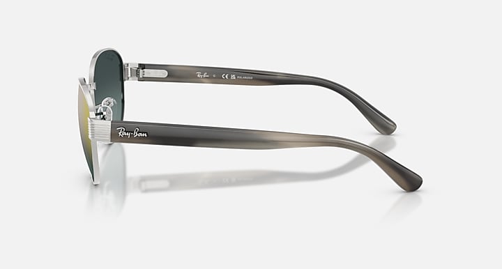 Ray-Ban RB3766 POLARIZED+ LENSES Silver; Striped Grey with Gold Polarized+ Polarized+ lenses - Lateral