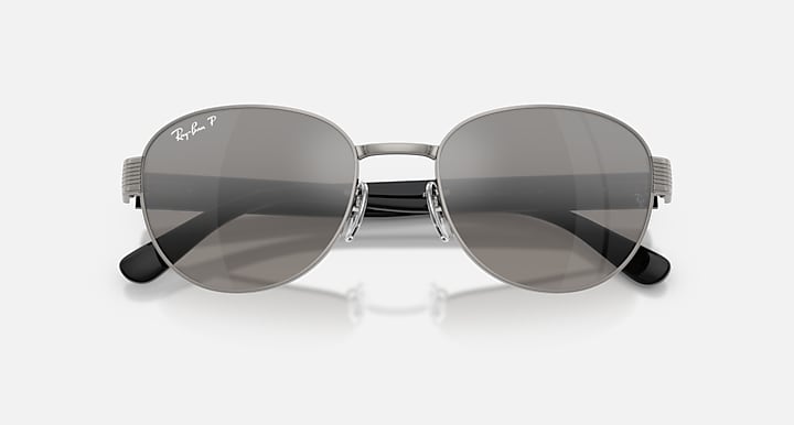 Ray-Ban RB3766 POLARIZED+ LENSES Gunmetal; Black with Mirror Silver Polarized+ Polarized+ lenses - Closed Front