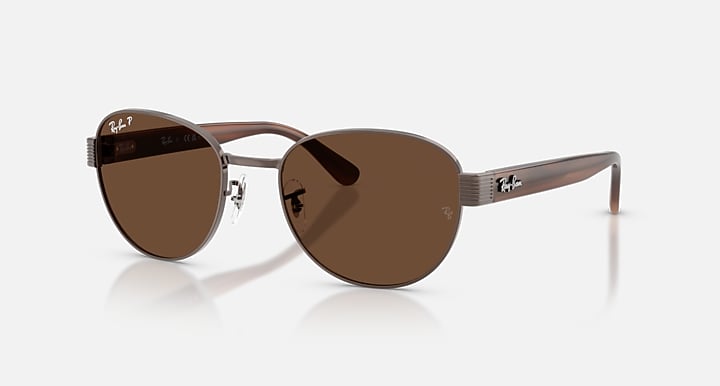 Ray-Ban RB3766 POLARIZED+ LENSES Copper; Striped Brown with Polarized+ Brown Polarized+ lenses - Quarter