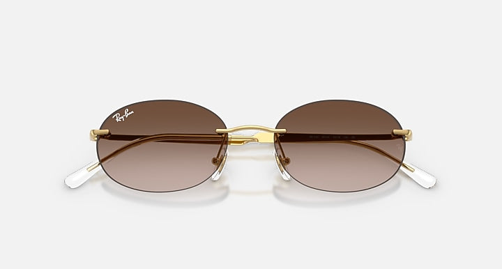 Ray-Ban RB3767 Arista Gold with Gradient Brown Gradient lenses - Closed Front