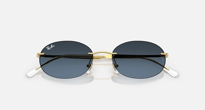 Ray-Ban RB3767 Arista Gold with Blue Gradient Dark Grey Gradient lenses - Closed Front