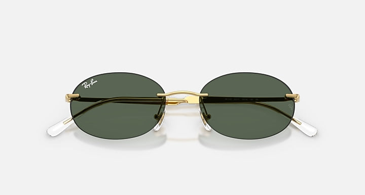 Ray-Ban RB3767 Arista Gold with Dark Green Solid Color lenses - Closed Front