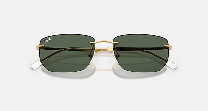 Ray-Ban RB3768 Arista Gold with Dark Green Solid Color lenses - Closed Front