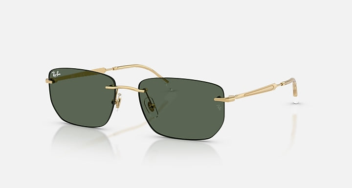 Ray-Ban RB3768 Arista Gold with Dark Green Solid Color lenses - Quarter
