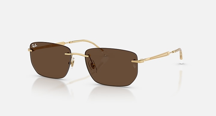 Ray-Ban RB3768 Arista Gold with Dark Brown Solid Color lenses - Quarter