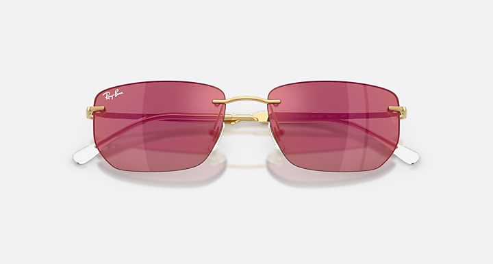 Ray-Ban RB3768 Arista Gold with Dark Violet Mirror Red Solid Color - Mirror lenses - Closed Front