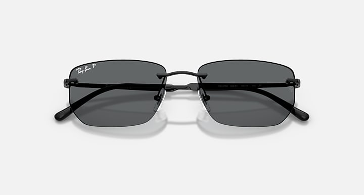 Ray-Ban RB3768 Black with Dark Grey Polarized Solid Color lenses - Closed Front