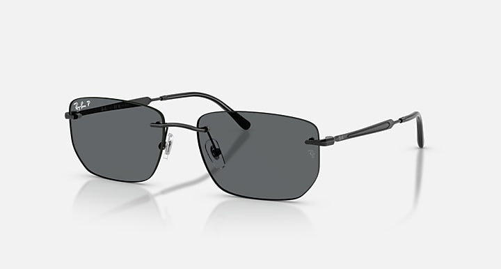 Ray-Ban RB3768 Black with Dark Grey Polarized Solid Color lenses - Quarter